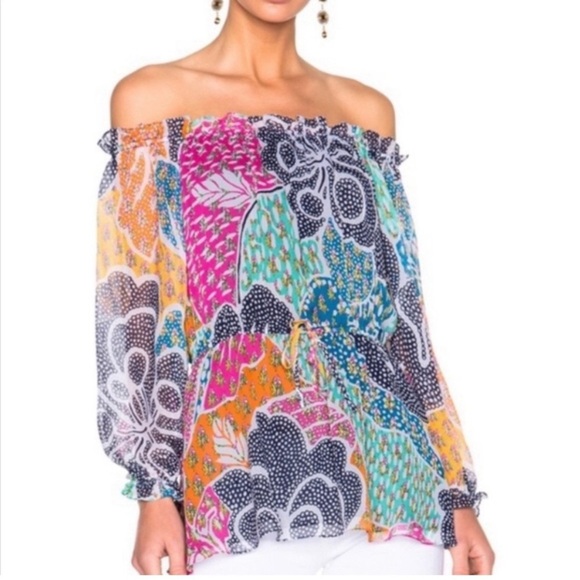 Diane Von Furstenberg DVF Flower Power Dream Camila Silk Top Siz 10 - Picture 3 of 6